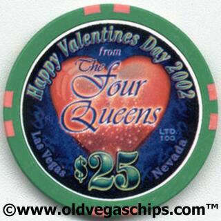 Las Vegas Four Queens Valentine's Day 2002 $25 Casino Chip