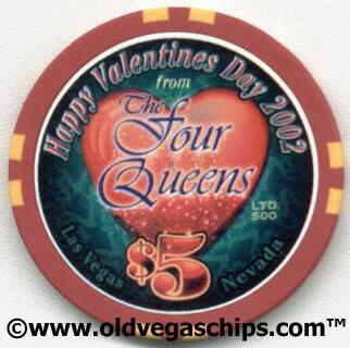 Las Vegas Four Queens Valentine's Day 2002 $5 Casino Chip