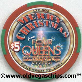 Four Queens Christmas 2001 $5 Casino Poker Chip 