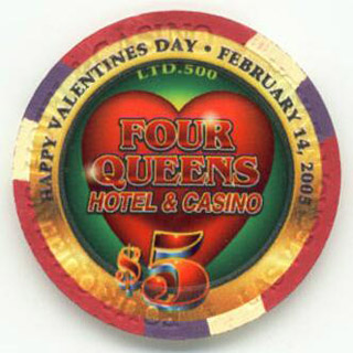 Las Vegas Four Queens Valentine's Day 2005 $5 Casino Chip 