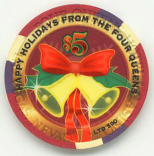 Las Vegas Four Queens Merry Christmas 2004 $5 Casino Chip 