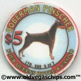 Four Queens Doberman Pinscher $5 Casino Chip