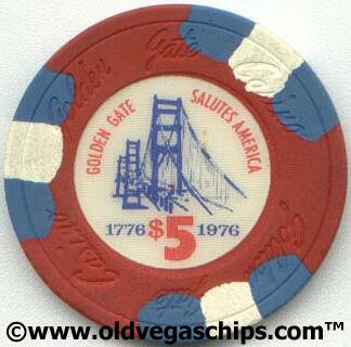 Las Vegas Golden Gate Casino Bicentennial 1976 $5 Casino Chip