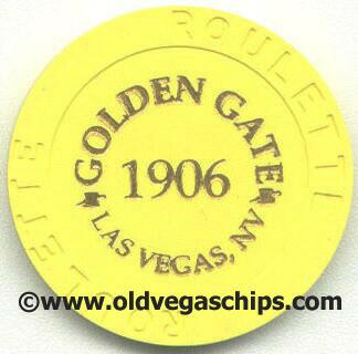 Las Vegas Golden Gate Hotel Yellow Roulette Casino Chip