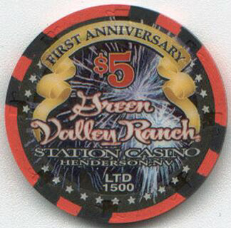 Green Valley Ranch First Anniversary $5 Casino Chips