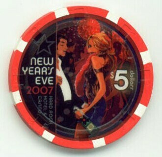 Hard Rock Hotel Happy New Year 2008 $5 Casino Chip