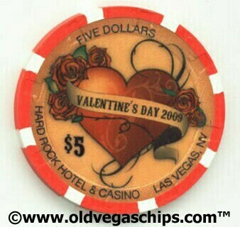 Hard Rock Hotel Valentine's Day 2009 $5 Casino Chip