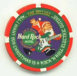 Hard Rock Hotel Christmas 1996 $5 Casino Chip