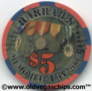 Harrah's Memorial Day 2002 $5 Casino Chip