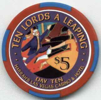 Harrah's Ten Lords A Leaping $5 Casino Chip