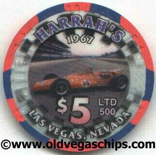 Harrah's A.J. Foyt Indy 500 $5 Casino Chip - 1967