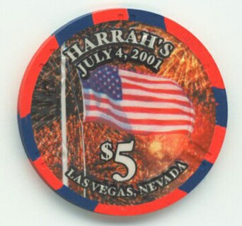 Harrah's 4th of July 2001 $5 Casino Chip