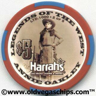 Las Vegas Harrah's Legends of the West Annie Oakley $5 Casino Chip