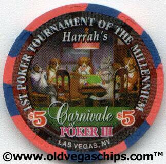Harrah's Dogs Playing Poker $5 Casino Chip