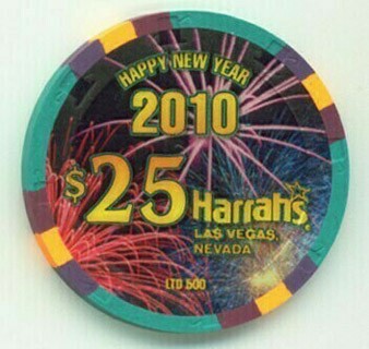 Harrah's Hotel Happy New Year 2010 $25 Casino Chip