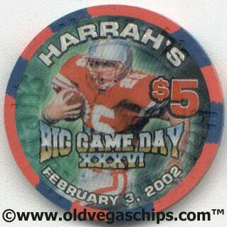 Las Vegas Harrah's Superbowl XXXVI $5 Casino Chip