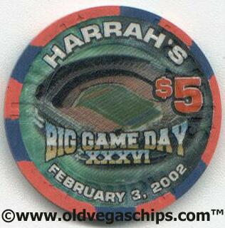 Las Vegas Harrah's Superbowl XXXVI $5 Casino Chip