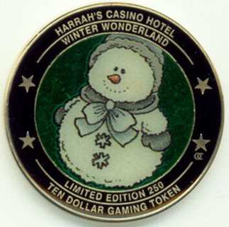 Harrah's Winter Wonderland $10 Hand Painted Slot Token