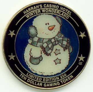 Harrah's Winter Wonderland $10 Hand Painted Slot Token
