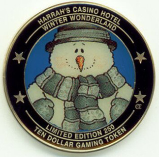 Harrah's Winter Wonderland $10 Hand Painted Slot Token