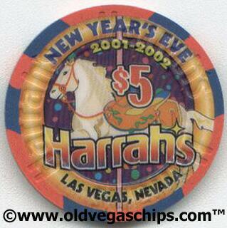 Harrah's New Year 2002 $5 Chip