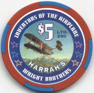Las Vegas Harrah's Great Moments of Flight Wright Brothers $5 Casino Chip