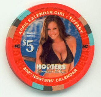Hooters Casino Miss April 2007 $5 Casino Chip