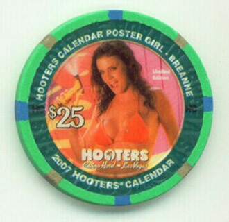 Hooters Calendar Girl Breanne 2007 $25 Casino Chip