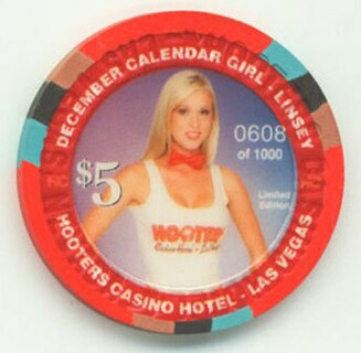 Hooters Casino Linsey December 2006 $5 Casino Chip