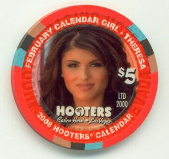 Hooters Casino Theresa February 2008 2008 $5 Casino Chip