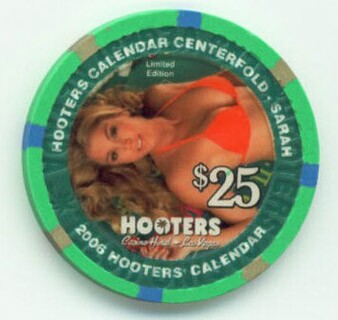 Las Vegas Hooters Casino Calendar Girl Sarah $25 Casino Chip 