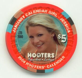 Hooters Casino Jessica January 2008 $5 Casino Chip