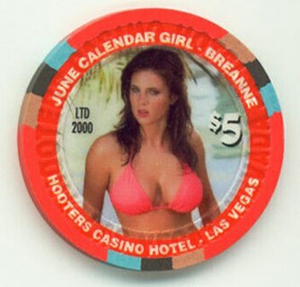 Hooters Casino Breanne June 2008 $5 Casino Chip