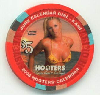 Las Vegas Hooters Casino Miss June $5 Casino Chip