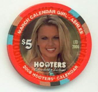 Hooters Casino Ashlee March 2008 $5 Casino Chip