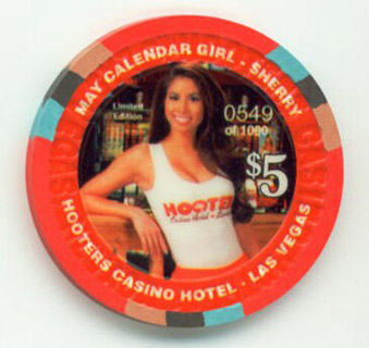 Las Vegas Hooters Casino May Calendar Girl 2006 $5 Casino Chip 