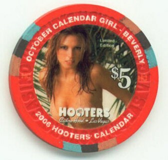 Hooters Casino Miss October 2006 $5 Casino Chip