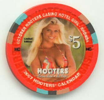 Hooters Casino Rhonda October 2007 $5 Casino Chip