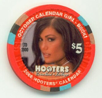 Hooters Casino October Girl Becki 2008 $5 Casino Chip