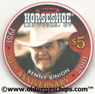 Binion's Horseshoe 50th Anniversary Benny Binion $5 Casino Chip