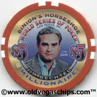 Binion's Horseshoe WSOP Millionaire Jim Bechtel $5 Casino Chip