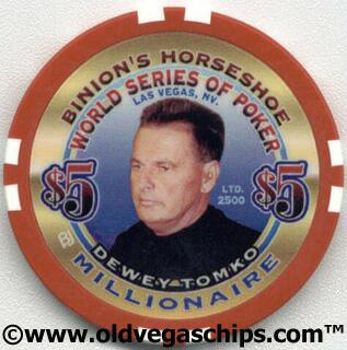 Binion's Horseshoe WSOP Millionaire Dewey Tomko $5 Casino Chip