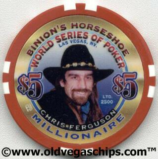 Binion's Horseshoe WSOP Millionaire Chris "Jesus" Ferguson $5 Casino Chip