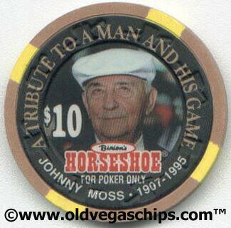 Binion's Horseshoe Johnny Moss Tribute $10 Poker Chip