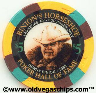 Binion's Horseshoe Poker Hall of Fame Benny Binion $5 Casino Chip
