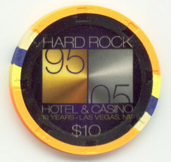 Las Vegas Hard Rock 10 Years Gone 1995-2005 $10 Casino Chip