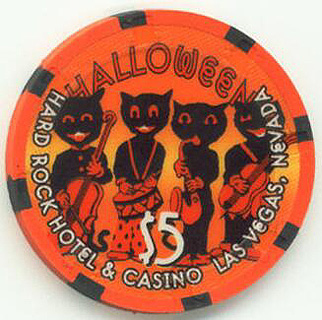 Hard Rock Hotel Halloween Rockin' Cats 2003 $5 Casino Chip 