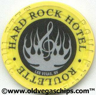 Las Vegas Hard Rock Hotel Silver Flame Yellow Roulette Chip