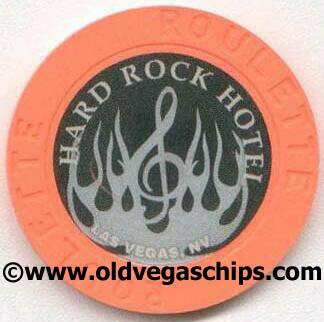 Las Vegas Hard Rock Hotel Silver Flame Orange Roulette Chip