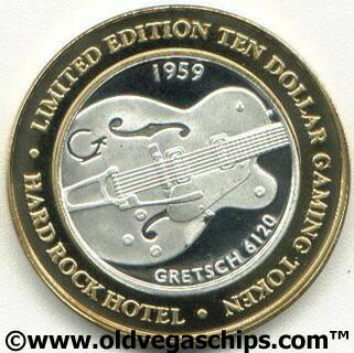 Las Vegas Hard Rock Hotel 1959 Gretsch 6120 $10 Silver Strike Token